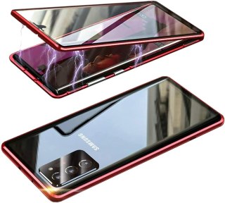 ETUI SAMSUNG GALAXY S20 FE 360 STOPNI PRZEZROCZYSTE CZERWONA RAMKA MAGNES