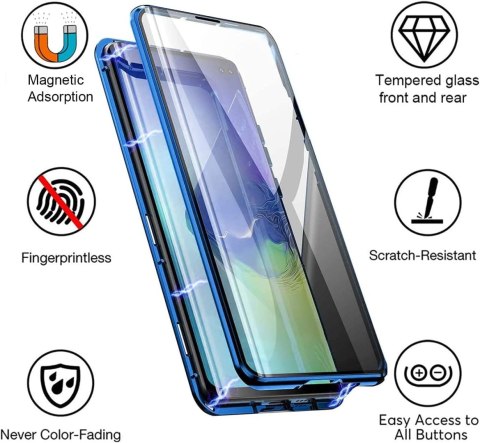 ETUI SAMSUNG GALAXY S20 FE 360 STOPNI PRZEZROCZYSTE CZERWONA RAMKA MAGNES
