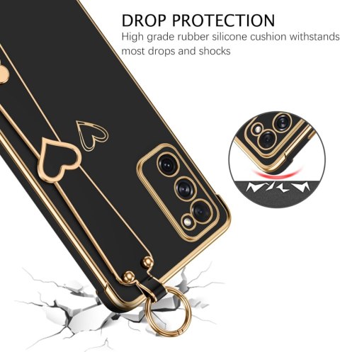 ETUI SAMSUNG GALAXY S20 FE CZARNE ZŁOTA RAMKA SERCE UCHWYT +SMYCZ SOLIDNE