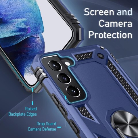 ETUI SAMSUNG GALAXY S21 GRANATOWE PANCERNE PIERŚCIEŃ WYTRZYMAŁE SOLIDNE