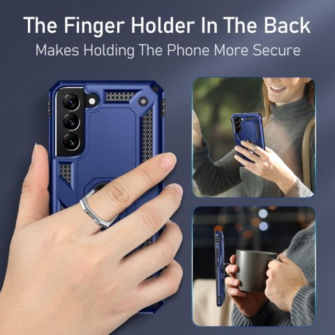 ETUI SAMSUNG GALAXY S21 GRANATOWE PANCERNE PIERŚCIEŃ WYTRZYMAŁE SOLIDNE