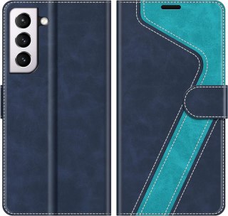 ETUI SAMSUNG GALAXY S21 GRANATOWE TURKUSOWE ZAMYKANE Z KLAPKĄ WYTRZYMAŁE
