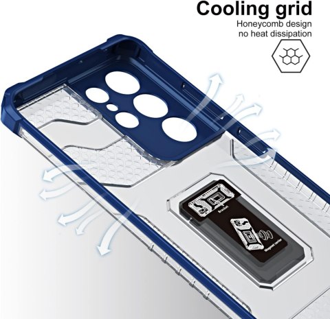 ETUI SAMSUNG GALAXY S21 ULTRA NIEBIESKIE PRZESZROCZYSTE PANCERNE + FOLIA