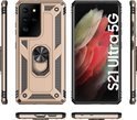 ETUI SAMSUNG GALAXY S21 ULTRA ZŁOTO CZARNE PIERŚCIEŃ WYTRZYMAŁE PANCERNE