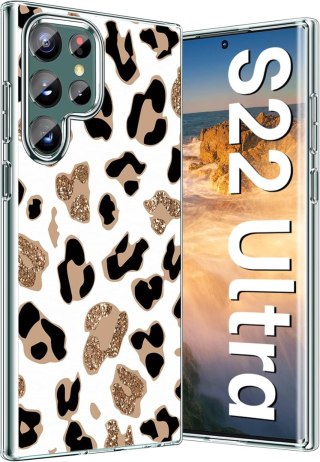 ETUI SAMSUNG GALAXY S22 ULTRA BIAŁE CENTKI LAMPARTA OCHRONNE SOLIDNE