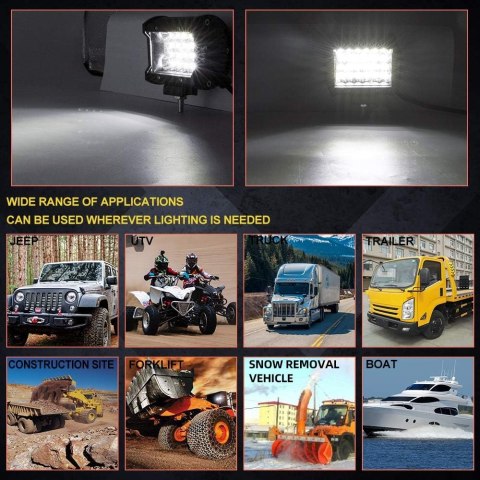 LAMPA ROBOCZA LED 4" 72W REFLEKTOR 6000lm IP67 ŚWIATŁO DODATKOWE 12V 24V