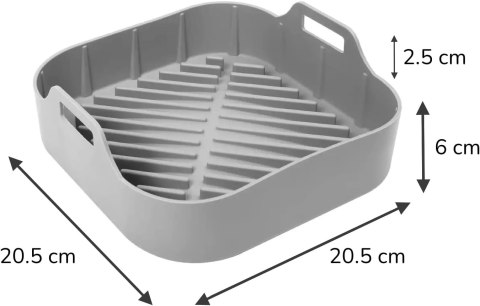 SILIKONOWA FORMA DO FRYTKOWNICY AIR FRYER MIKROFALÓWKI SZARA +ŁAPKI 20,5cm
