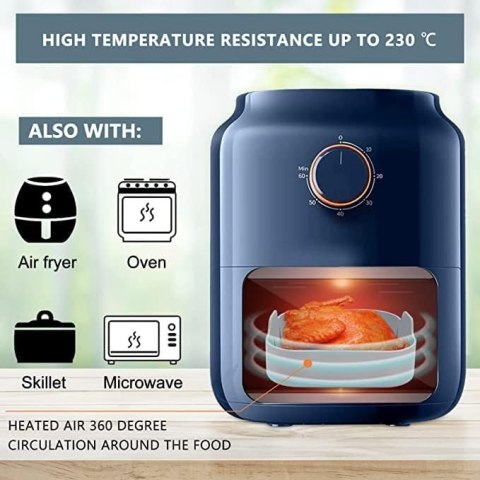 SILIKONOWA FORMA DO FRYTKOWNICY AIR FRYER MIKROFALÓWKI SZARA +ŁAPKI 20,5cm