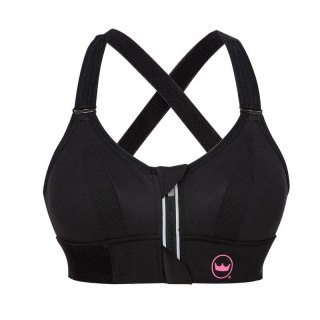 STANIK SPORTOWY SHEFIT CZARNY Z RÓŻEM MOCNE PODTRZYMANIE REGULOWANY 6XL